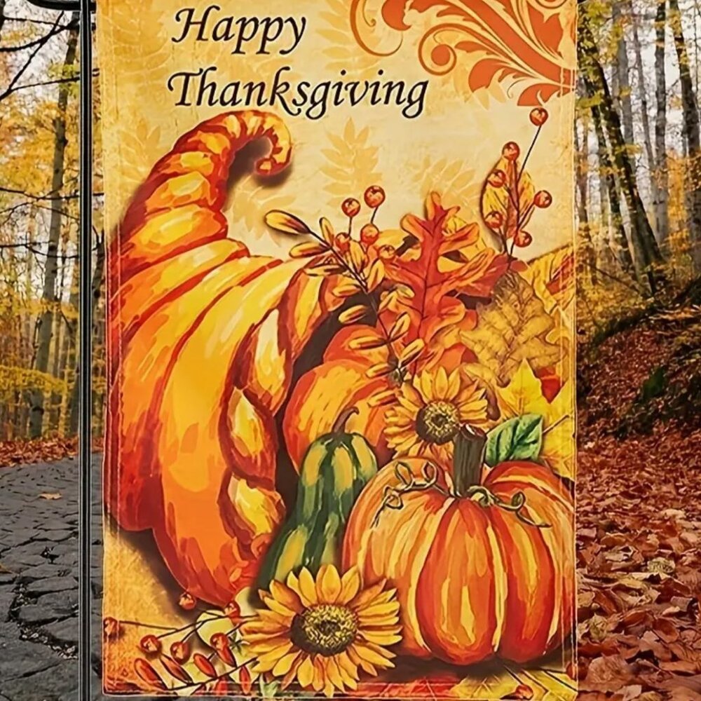 1pc 12"X18 Happy Thanksgiving Garden Flag